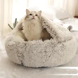 Плюшева лежанка Люпосанчик Brown Plush Pet Bed для котів та собак d 40 см - мініатюра 2