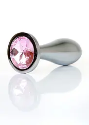 Анальна пробка Jewellery Silver Plug Clear M 9.2 см (рожевий) - мініатюра 3