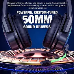 Дротова ігрова гарнітура Onikuma Gaming with RGB LED X3, USB, 3.5mm, 2.2m, black - мініатюра 4
