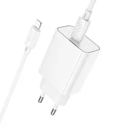 МЗП Hoco C143A Benefit PD20W (1USB-C) + кабель Type-C to Lightning White - мініатюра 5