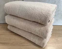 Набір турецьких махрових однотонних рушників Zeron 3 штуки 70х140 Beige щільність 500 г/м2 - мініатюра 2