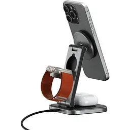 Бездротовий зарядний пристрій Satechi 3 in 1 Foldable Qi2 Wireless Charging Stand Space Gray (ST-Q31FM-EA) - мініатюра 3