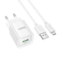 Зарядний комплект Hoco C145A Mini charger 1USBQC3.0 18W 3A USB to Micro 1 м White (35275_3345661)