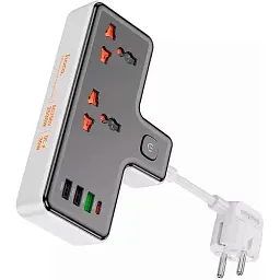 Мережевий подовжувач Hoco AC12A Reise 2-Position Expansion Socket (PD30W/1C3A)Black - мініатюра 2