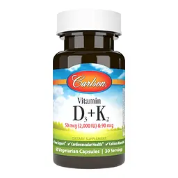 Вітаміни та мінерали Carlson Labs Vitamin D3 + K2, 60 вегакапсул