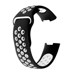 Силіконовий ремінець Primo з перфорацією для фітнес браслета Fitbit Charge 3/4 Black White/розмір S - мініатюра 2