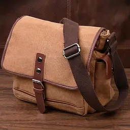 Функціональна чоловіча сумка з клапаном із текстилю 21249 Vintage коричнева