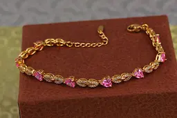 Браслет Xuping Jewelry Свято з рожевим камінням 17 см 5 мм золотистий - мініатюра 2
