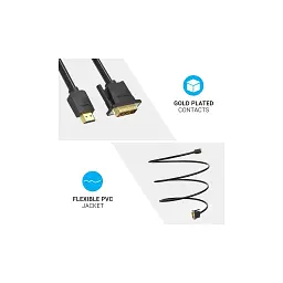 Кабель мультимедійний HDMI M to DVI M 1.5m 24+1pin 4K60Hz black Vention (ABFBG) - мініатюра 7