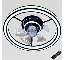 Стельова LED-люстра-вентилятор Artlight WG5114BBK, біла з чорною окантовкою, 55 Вт, від 10-18 м² - мініатюра 4