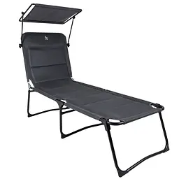 Ліжко розкладне Bo-Camp Sun Lounger With Sunscreen 5 Positions Grey (1304492) - мініатюра 3