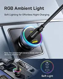 Автомобільний зарядний адаптер Baseus 152.5 W BSCC-ZX-CCL 2C+U з кабелем чорне - мініатюра 8