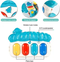 Музичний центр активності eners Baby Gyms Play Mats Kick&Play Piano Gym Tummy Time — М'який килимок для новонароджених - мініатюра 4