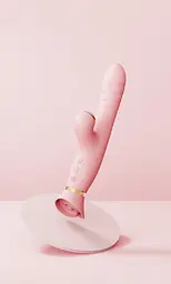 Вібратор-кролик Zalo Rose Rabbit Thruster 25 см світло-рожевий - мініатюра 12