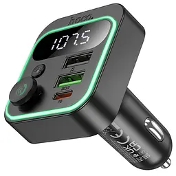 АЗП FM модулятор Hoco E85 Tiger PD20W+QC3.0 (2USB-A/1C) Black - мініатюра 2