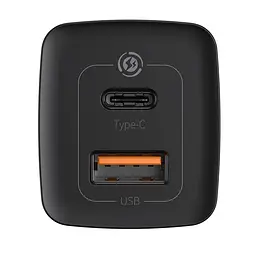 Мережевий зарядний пристрій Baseus GaN Lite 1USB + Type-C 65W CCGAN2L-B01 Black - мініатюра 3