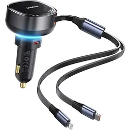 Автомобільний зарядний пристрій Baseus Enjoyment Pro 60W Retractable Black (C00057802111-02) [169691] - мініатюра 3