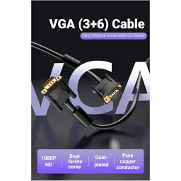 Кабель мультимедійний VGA M to VGA M 2.0m ferrite Vention (DAEBH) - мініатюра 2