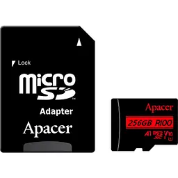 Карта пам'яті Apacer MicroSDXC R100 256GB Class 10 UHS-I/U1 + SD adapter (AP256GMCSX10UB-R) [175421]