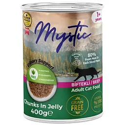 Вологий корм для котів Mystic шматочки яловичини в желе 400 г 