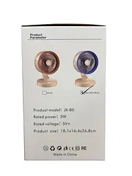 Портативний вентилятор SkeBerg JX-80 з LED-підсвічуванням • Настільний міні-вентилятор 5W для дому, офісу, поїздок і відпочинку - мініатюра 4