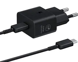 Зарядний пристрій Samsung 25Вт USB-С, кабель USB-C USB-C, 1м, чорний (EP-T2510XBEGEU)