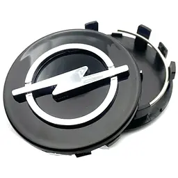 Емблема ковпака Opel Чорна d=60 мм пластик 1 шт (ковпачок, заглушка колеса для титанових дисків)