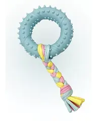 Жувальна іграшка для собак Derby Ribbed ring with cotton rope - мініатюра 1