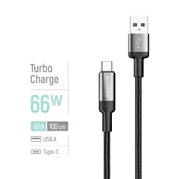 Дата кабель USB 2.0 AM to USB-C 1.0m 6A braided wire black ColorWay (CW-CBUC096-BK) - мініатюра 4