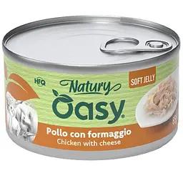 Вологий корм Oasy Cat Wet Natury для дорослих котів курка з сиром 85 г