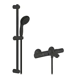 Термостат для ванни Grohe QuickFix Start Black + Душовий гарнітур Vitalio Start 100 UA303907T1, Чорний матовий