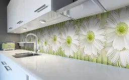 Вініловий кухонний фартух Ромашки і Бамбук наклейка для кухні ПВХ великі Квіти Жовтий Happy Pocket Z181880