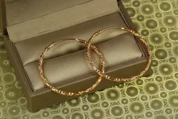Сережки кільця Хuping Jewelry малюнок зигзаг 3,5 см золотисті