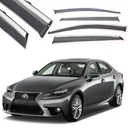 Дефлектори вікон вітровики Benke для Lexus IS250 350 300H 2013-2019 Молдинг Нержавіюча сталь 3D (BLXIS1323-W/S)