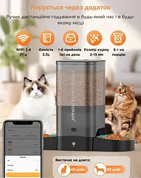 Автоматична годівниця для котів HoneyGuardіan S305D 5 л Wi-Fi на 2 миски, з мискою-лабіринт - мініатюра 2
