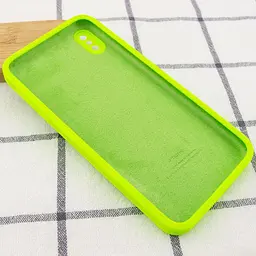 Чохол Silicone Case Square Full Camera Protective (AA) NOLOGO для Apple iPhone X / XS (5.8) Салатовий / Neon green - мініатюра 3