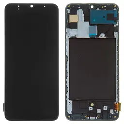 Дисплей для Samsung A705 Galaxy A70, чорний, з рамкою, High, з широким обідком, (OLED)