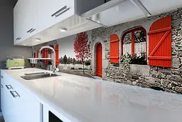 Кухонний фартух Червоні Акценти для кухні наклейка ПВХ Прованс Сірий 65х250 см Happy Pocket Z180491
