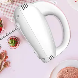 Ручний міксер кухонний XPRO KM-2033 на 5 швидкостей 2 насадки біло-рожевий (40985-KM-2033 Pink) - мініатюра 3