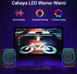 Комп'ютерні колонки Kisonli X21 Bluetooth, 20 W, USB, RGB light, Black - мініатюра 5