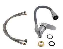 Змішувач для кухні Lidz Tani 008F3 з гнучким виливом (k40) Grey / Chrome LDTAN008F3GCR39507 - мініатюра 4