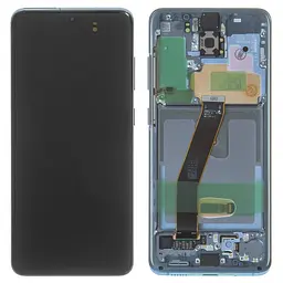Дисплей Samsung G980 Galaxy S20, G981 Galaxy S20 5G, синій, з рамкою, Original (PRC), cloud blue