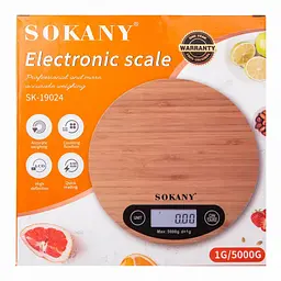 Кухонні настільні електронні ваги Sokany SK-19024 для зважування продуктів LCD-дисплей до 5 кг Дерево - мініатюра 4