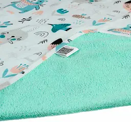 Багаторазова непромокальна пелюшка Еко Пупс Eco Cotton Звірі на лісовій галявині 90х65 см біла - мініатюра 2