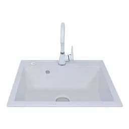 Кухонна мийка Adamant PRIZMA біла 590x495x200 мм, без крила 59 см - мініатюра 2