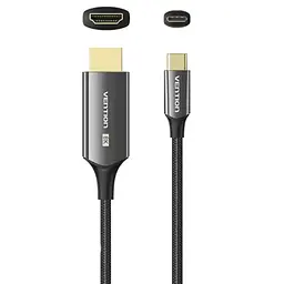 Кабель USB 3.1 Type-C M - HDMI M, 1.8m 8K 60 Гц Zinc Alloy TPE Black Vention - мініатюра 2