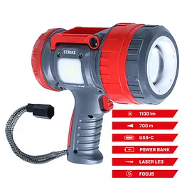 Ліхтар пошуковий Falcon Eye Strike (1100 Lm) Powerbank Focus Rechargeable Type-C (FSL0013) - мініатюра 4