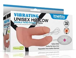 Страпон для подвійного проникнення - Vibrating Unisex Hollow Double Penetration 6"