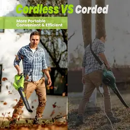 Електричний садовий повітродув з акумулятором Bigzzia Cordless Leaf Blower 20 В 1 зарядний пристрій Б/в - мініатюра 2