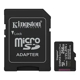 Kingston Карта пам'яті Kingston microSD 256GB C10 UHS-I A1 V10 R150MB/s + SD